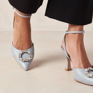 Alohas Cinderella Crystal - Light Blue Leather Pumps Size 8